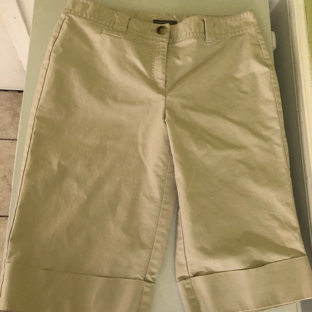 Ann Taylor LOFT Khaki Bermuda Shorts - Classic Cuffed Hem